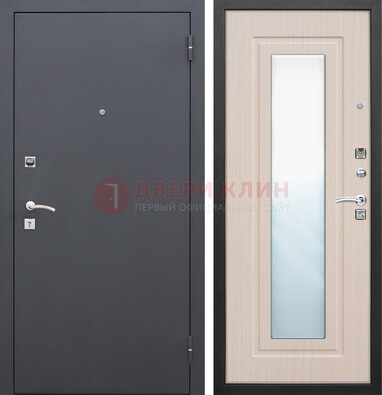 Черная входная дверь с зеркалом МДФ внутри ДЗ-31 В Ижевске