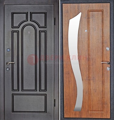 Темная железная дверь с зеркалом ДЗ-35 В Ижевске