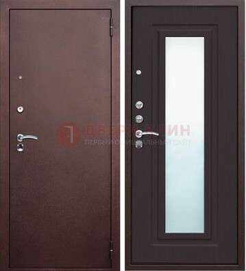 Коричневая металлическая дверь с зеркалом ДЗ-43 В Ижевске