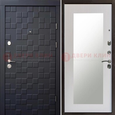 Черная стальная дверь МДФ и зеркалом ДЗ-50 В Ижевске