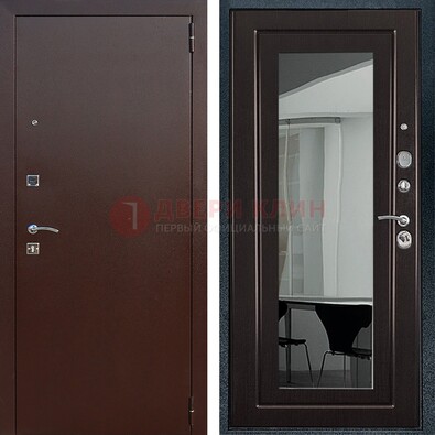 Металлическая дверь с порошковым напылением с МДФ и зеркалом ДЗ-61 В Ижевске