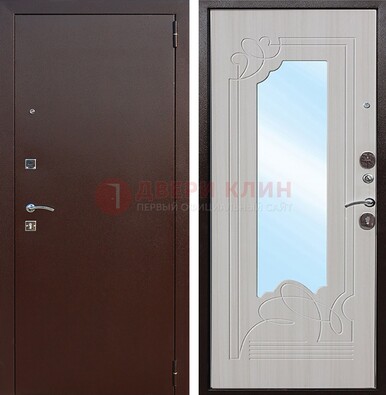 Стальная дверь с порошковым покрытием с резной МДФ и зеркалом ДЗ-66 в Брянске