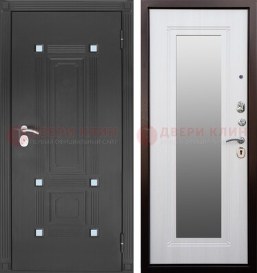 Стальная черная дверь МДФ с зеркалом ДЗ-76 В Ижевске