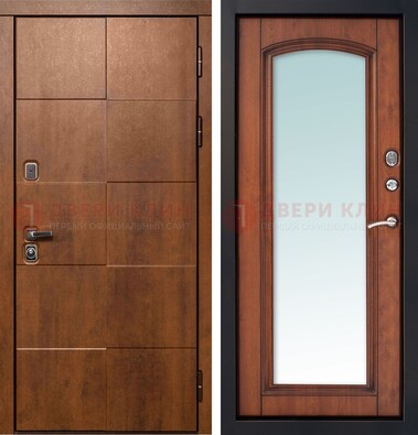 Белая филенчатая дверь с фрезерованной МДФ и зеркалом ДЗ-81 В Ижевске
