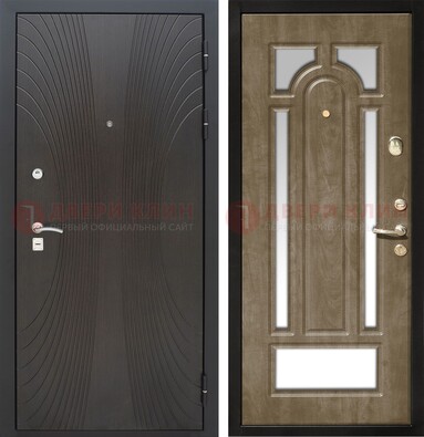 Темная металлическая дверь МДФ с различными зеркальными вставками внутри ДЗ-82 В Ижевске
