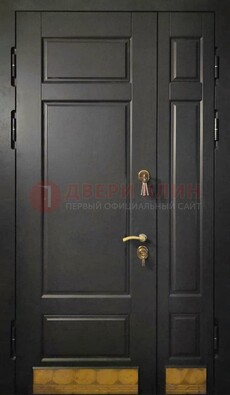 Черная полуторная железная дверь для частного дома ПЛ-2 В Ижевске