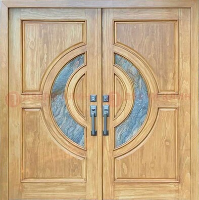 Двухстворчатая металлическая дверь с витражом ВЖ-11 В Ижевске