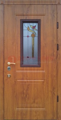 Железная дверь с МДФ и витражом ВЖ-24 В Ижевске